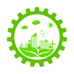 Green city concept with beautiful natural energy.