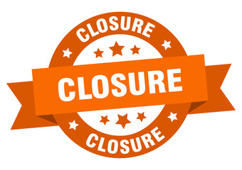 closure ribbon. closure round orange sign. closure