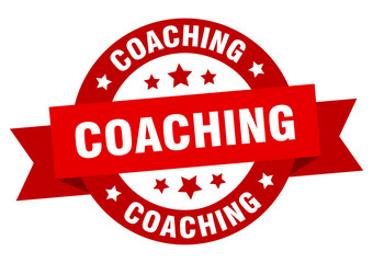 coaching ribbon. coaching round red sign. coaching