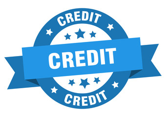 credit ribbon. credit round blue sign. credit