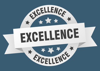 excellence ribbon. excellence round white sign. excellence