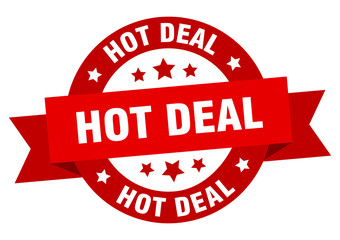 hot deal ribbon. hot deal round red sign. hot deal