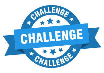 challenge ribbon. challenge round blue sign. challenge