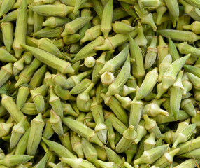 organic and fresh okra in the market