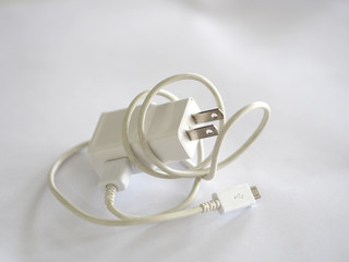 Phone charging cable white color plug supply power mobile phone