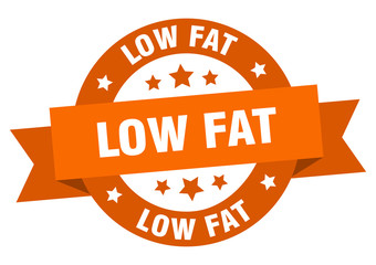 low fat ribbon. low fat round orange sign. low fat