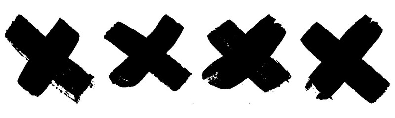 Set of grunge style crosses in black on white background