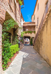 Montemerano (Italy) - The awesome historical center of the medieval and renaissance stone town in Tuscany region, on the hill; province of Grosseto.