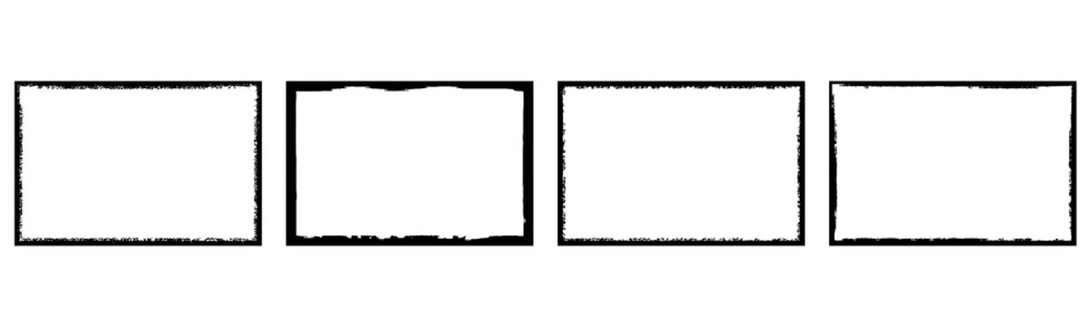 Set of grunge style frames black on white background