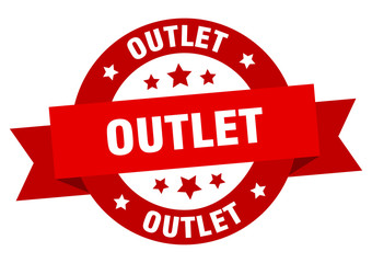 outlet ribbon. outlet round red sign. outlet