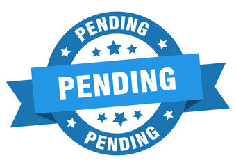 pending ribbon. pending round blue sign. pending