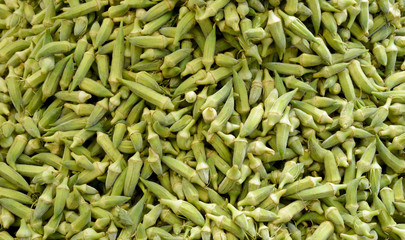 organic and fresh okra in the market