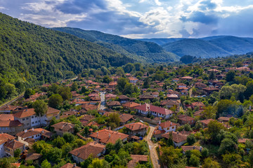 Obraz premium Beauty aerial view from drone of a small mountain village. Ichera, Bulgaria