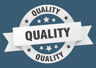 Fototapeta premium quality ribbon. quality round white sign. quality