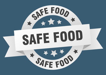 safe food ribbon. safe food round white sign. safe food