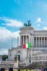 Obraz premium ROME, ITALY - January 17, 2019: Italy and the EU flag in Rome, ITALY