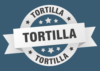 tortilla ribbon. tortilla round white sign. tortilla