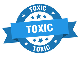 toxic ribbon. toxic round blue sign. toxic