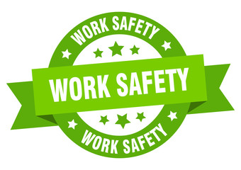 work safety ribbon. work safety round green sign. work safety