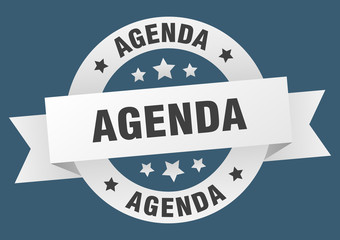 agenda ribbon. agenda round white sign. agenda