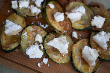 Fried zucchini and goat cheese