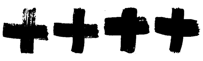 Set of grunge style crosses in black on white background