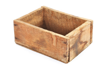 Wooden box on white