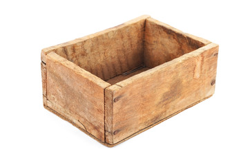 Wooden box on white