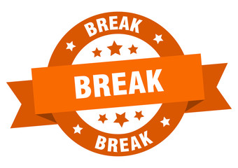 break ribbon. break round orange sign. break