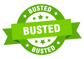 busted ribbon. busted round green sign. busted
