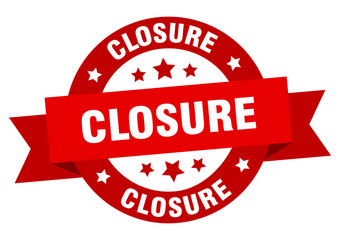 closure ribbon. closure round red sign. closure