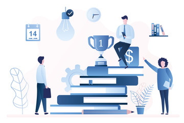 New male business student and female mentor, improve new skills and education concept