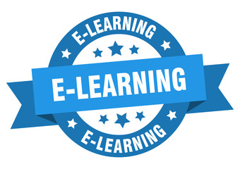 e-learning ribbon. e-learning round blue sign. e-learning