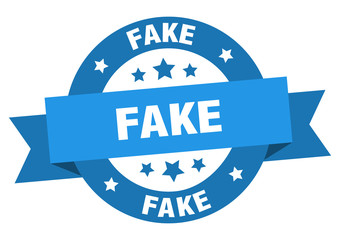 fake ribbon. fake round blue sign. fake