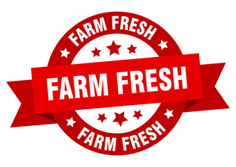 farm fresh ribbon. farm fresh round red sign. farm fresh