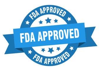 fda approved ribbon. fda approved round blue sign. fda approved