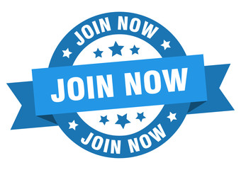 join now ribbon. join now round blue sign. join now