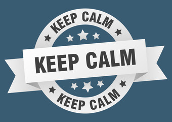 keep calm ribbon. keep calm round white sign. keep calm