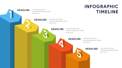 Infographic elements for content, diagram, flowchart, steps, parts, timeline, workflow, chart with five options. Vector illustration
