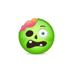 Zombie emoticon green emoji funny vector illustration