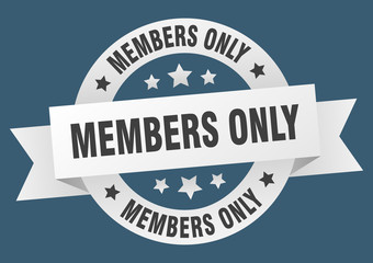 members only ribbon. members only round white sign. members only