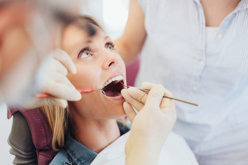 Young woman in the dentists chair