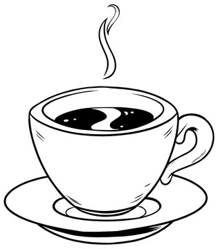 black coffee cup on saucer clip art preview