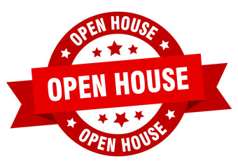 open house ribbon. open house round red sign. open house