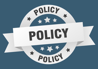 policy ribbon. policy round white sign. policy