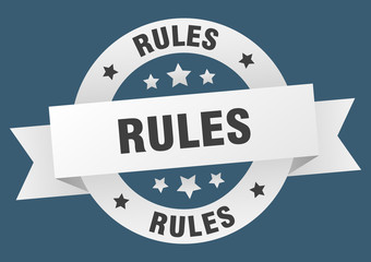 rules ribbon. rules round white sign. rules