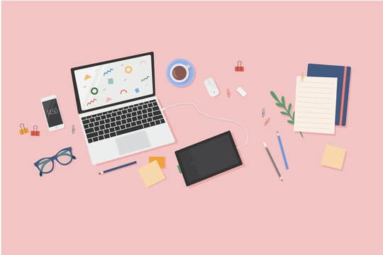 Illustration of a designer desktop