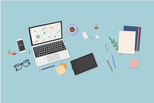 Illustration of a designer's desktop