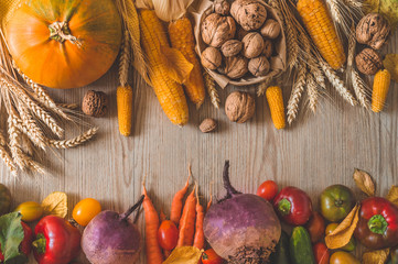 Harvest, Autumn. Still life with Thanksgiving concept. 