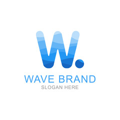 W wave logo isolated design concept on white background